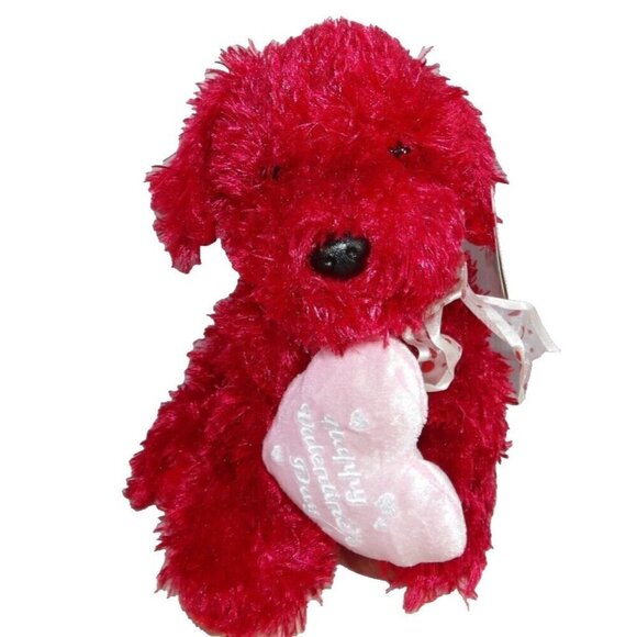 Red Valentines Day stuffed dog plush approx 13" NOVELTY INC 2006 NEW - Picture 1 of 3